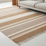 Handmade Wool Dhurrie Rug | Brown Modern Flatweave Living Room Area Rug