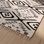 Handmade Dhurrie Rug | Grey & black Wool Living Room Rug - Image 3