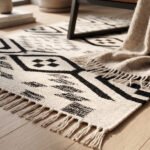 Handmade Dhurrie Rug | Grey & black Wool Living Room Rug - Image 2