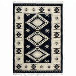 Modern Handwoven Rug | Black & Grey Wool Flatweave Decor - Image 3