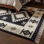 Modern Handwoven Rug | Black & Grey Wool Flatweave Decor - Image 4