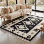Modern Handwoven Rug | Black & Grey Wool Flatweave Decor - Image 5