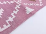 Handwoven Wool Dhurrie Rug | Pink Modern Flatweave Home Decor - Image 3