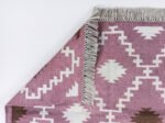 Handwoven Wool Dhurrie Rug | Pink Modern Flatweave Home Decor - Image 4