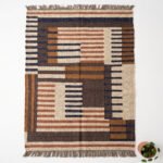 Handmade Wool Flatweave Rug | Modern Home - Image 4