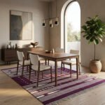 Handmade Cotton Maroon & Ivory  Dhurrie Rug Modern Flatweave Living Room Area Rug - Image 4