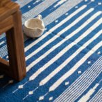 Modern Handwoven Cotton Blue Dhurrie Rug Handmade Flatweave Area Carpet Decor - Image 3