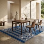 Modern Handwoven Cotton Blue Dhurrie Rug Handmade Flatweave Area Carpet Decor - Image 4