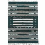 Handwoven Cotton Green Dhurrie Rug Modern Indoor Area Carpet - Image 5