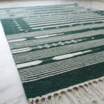 Handwoven Cotton Green Dhurrie Rug Modern Indoor Area Carpet - Image 4