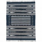 Handwoven Cotton Blue Rug Modern Floor Carpet Flatweave Design - Image 5