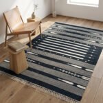 Handwoven Cotton Blue Rug Modern Floor Carpet Flatweave Design - Image 2