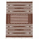 Handwoven Cotton Brown Dhurrie Carpet Modern Home Area Rug - Image 4