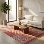 Handwoven Cotton Orange Dhurrie Rug Modern Flatweave Area Rug Handmade Carpet - Image 3