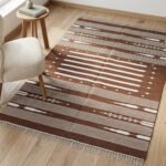 Handwoven Cotton Brown Dhurrie Carpet Modern Home Area Rug - Image 2