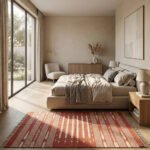 Handwoven Cotton Orange Dhurrie Rug Modern Flatweave Area Rug Handmade Carpet - Image 4