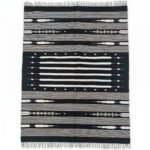 Handmade Cotton Black Dhurrie Area Rug Modern Flatweave Carpet - Image 4