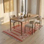 Handwoven Cotton Orange Dhurrie Rug Modern Flatweave Area Rug Handmade Carpet - Image 5