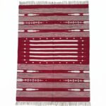 Handwoven Cotton Pink Dhurrie Floor Rug Modern Handmade Area Carpet - Image 5