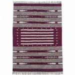 Handmade Cotton Maroon & Ivory  Dhurrie Rug Modern Flatweave Living Room Area Rug - Image 5