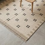 Handwoven Wool Dhurrie Rug Beige | Modern Handmade Flatweave Area Rug - Image 2