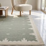Modern Green Wool Dhurrie | Living Room Rug - Image 2