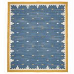 Handmade Blue Wool Dhurrie Rug | Modern Neutral Flatweave Area Rug | Custom Size - Image 4
