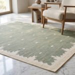 Modern Green Wool Dhurrie | Living Room Rug