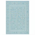 Handwoven Blue Wool Dhurrie Rug | Boho Modern Flatweave Area Carpet - Image 4