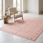 Handwoven Pink Wool Dhurrie Rug | Modern Handmade Flatweave Area Rug for Home