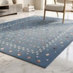 Handwoven Wool Blue Carpet | Modern Flatweave Dhurrie Rug for Any Room