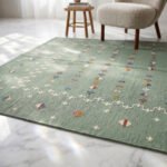 Handwoven Wool Flatweave Lite Green Rug | Simple Modern Home Decor - Image 2
