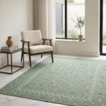 Handwoven Wool Flatweave Lite Green Rug | Simple Modern Home Decor