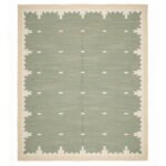 Modern Green Wool Dhurrie | Living Room Rug - Image 4