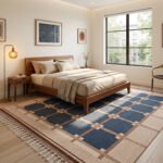 Handmade Wool Blue Dhurrie Rug | Modern Flatweave Area Rug | Custom Size - Image 2