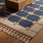 Handmade Wool Blue Dhurrie Rug | Modern Flatweave Area Rug | Custom Size