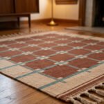 Handmade Brown Wool Rug | Modern Geometric Flatweave Rug - Image 2