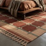 Handmade Brown Wool Rug | Modern Geometric Flatweave Rug