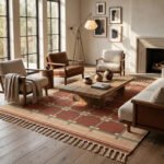 Handmade Brown Wool Rug | Modern Geometric Flatweave Rug - Image 3