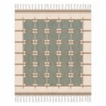 Handwoven Wool Beige & Lite Blue Dhurrie Rug | Modern Handmade Flatweave Area Rug - Image 4