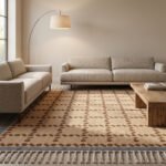 Handmade Wool Area Rug Brown | Neutral Home Floor Decor - Image 3