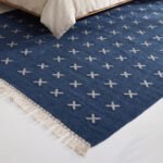 Modern Wool Dhurrie Rug Blue | Handmade Flatweave with Timeless Neutral Style