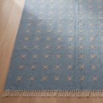 Modern Wool Rug Blue | Handmade Scandinavian Flatweave Design - Image 2