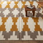 Handmade Wool Rug Yellow | Modern Geometric Flatweave Rug - Image 2