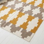 Handmade Wool Rug Yellow | Modern Geometric Flatweave Rug