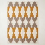 Handmade Wool Rug Yellow | Modern Geometric Flatweave Rug - Image 4
