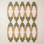 Handwoven Wool Dhurrie Rug Wodden Brown & Green | Modern Handmade Flatweave Area Rug - Image 3