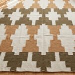 Handwoven Wool Dhurrie Rug Wodden Brown & Green | Modern Handmade Flatweave Area Rug - Image 4