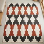 Modern Handwoven Wool Area Rug Brown & Black | Handmade Dhurrie Flatweave Rug - Image 3