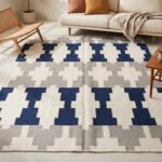 Modern Wool Rug Blue & Grey | Handmade Geometric Area Rug
